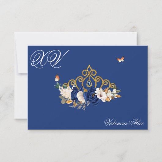 ブルー王室のバラ金ゴールドティアラキンセアニェラ 出欠カード (裏面)