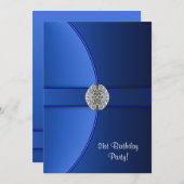 ブルー王室のバースデーパーティー 招待状 (正面/裏面)