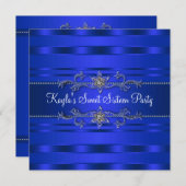 ブルー王室のバースデーパーティー 招待状 (正面/裏面)