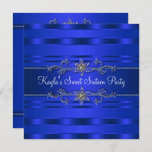 ブルー王室のバースデーパーティー 招待状 (正面/裏面)