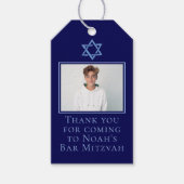 ブルー王室のバー(ユダヤ教の)バル・ミツバーPhoto Star of Davidパーティー ギフトタグ (正面)