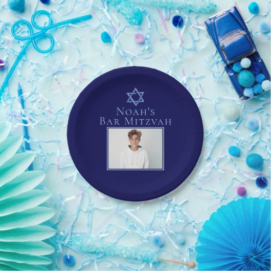 ブルー王室のバー(ユダヤ教の)バル・ミツバーPhoto Star of Davidパーティー ペーパープレート (パーティー)