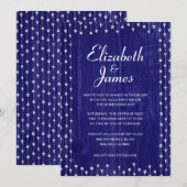 ブルー王室のバ素朴ンウッド結婚式招待状 招待状 (正面/裏面)