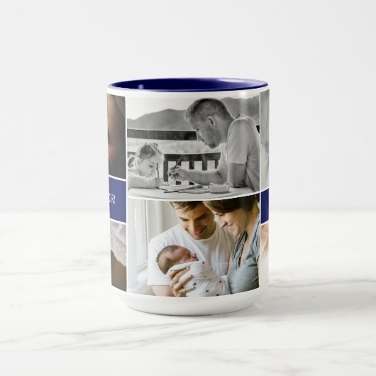 ブルー王室のパパエバ最高のーフォトコラージュダディ マグカップ (中央)