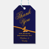 ブルー王室のパーソナライズされたサンキュー結婚式の引き出物 ギフトタグ (正面)