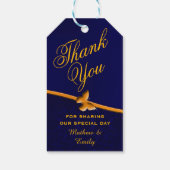 ブルー王室のパーソナライズされたサンキュー結婚式の引き出物 ギフトタグ (裏面)