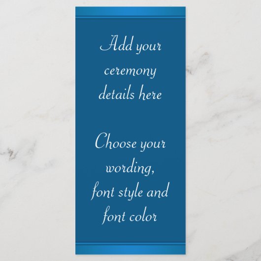 ブルー王室のパープルピーコック結婚式 プログラム (裏面)