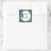 ブルー王室のピーコックフェザーw金ゴールドフェイクグリッター スクエアシール (バッグ)