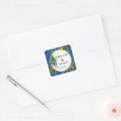 ブルー王室のピーコックフェザーw金ゴールドフェイクグリッター スクエアシール (封筒)