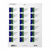 ブルー王室のピーコックモノグラム住所 シール (フルシート)