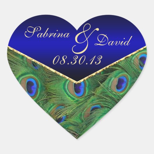 ブルー王室のピーコック封筒用シール ハートシール (正面)