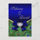 ブルー王室のピーコック披露宴カード エンクロージャーカード (正面)