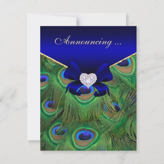 ブルー王室のピーコック結婚の発表 招待状 (正面)