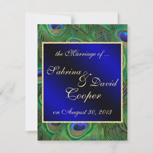 ブルー王室のピーコック結婚の発表 招待状 (裏面)