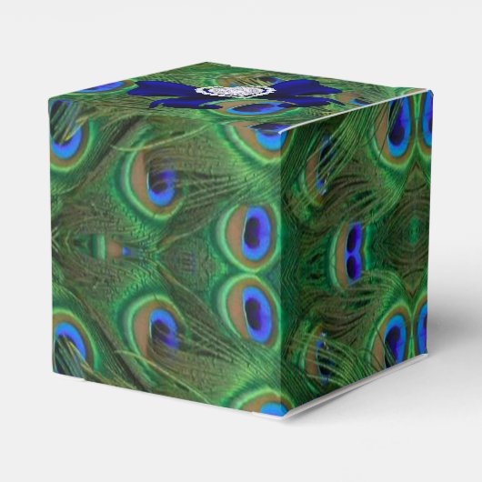 ブルー王室のピーコック結婚式の引き出物ボックス フェイバーボックス (裏面サイド)