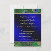 ブルー王室のピーコックRSVP 出欠カード (裏面)