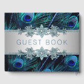 ブルー王室のピーコッ結婚クズゲストブック ゲストブック (裏面)