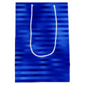 ブルー王室のフォイルストライプのハヌカー ミディアムペーパーバッグ (裏面)