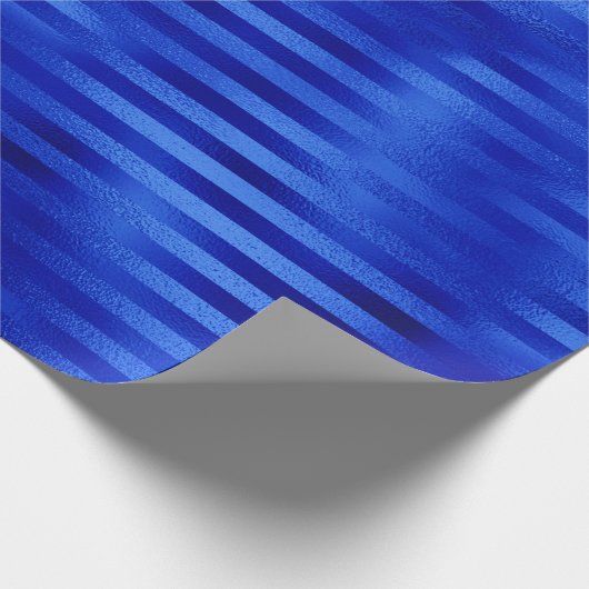 ブルー王室のフォイルストライプのハヌカー ラッピングペーパー (角)