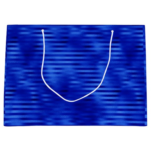 ブルー王室のフォイルストライプのハヌカー ラージペーパーバッグ (正面)