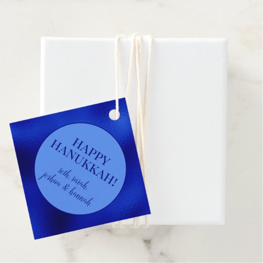 ブルー王室のフォイルハヌカーパーソナライズされたメッセージカード フェイバータグ (インサイチュ)