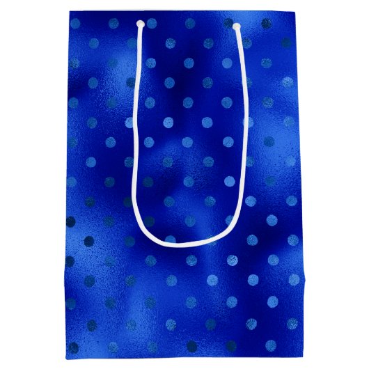 ブルー王室のフォイル水玉模様ハヌッカメディア抱き枕 ミディアムペーパーバッグ (裏面)