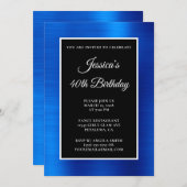 ブルー王室のフォイル黒白40歳の誕生日 招待状 (正面/裏面)