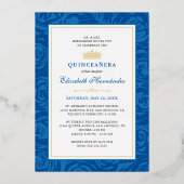 ブルー王室のフォトエレガントキンセニェラ金ゴールド 箔招待状 (裏面)