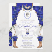 ブルー王室のフローラウエスタンチャロキンセニェラ 招待状 (正面/裏面)