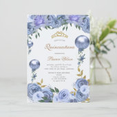 ブルー王室のフローラキンセアニェラフォト招待状 セーブザデート (スタンド正面)