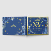 ブルー王室のフローラキンセアニラクリン15 XV金ゴールド ゲストブック (全面)