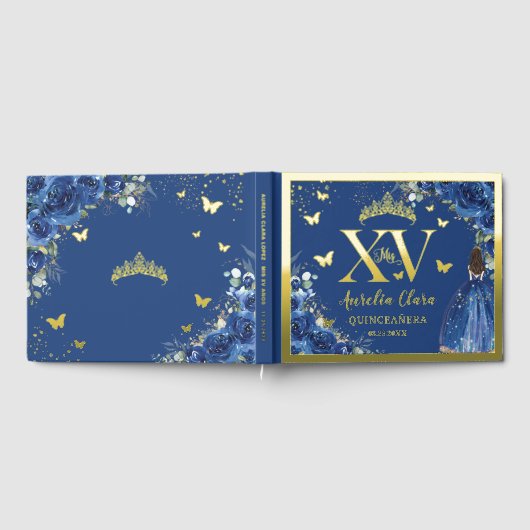 ブルー王室のフローラキンセアニラクリン15 XV金ゴールド ゲストブック (全面)