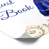 ブルー王室のフローラキンセアニラゲストブックサイン ポスター (角)