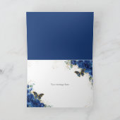 ブルー王室のフローラキンセアニラ誕生日蝶 サンキューカード (内部)