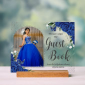 ブルー王室のフローラシルバーキンセアニェラ16ゲストブック アクリルサイン (ニュートラル)