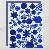 ブルー王室のフローラスクラップブック紙 (正面/裏面)