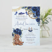 ブルー王室のフローラチャロ女性のカーボーイキンセアニェラXV 15 招待状 (スタンド正面)