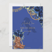 ブルー王室のフローラチャロ女性のカーボーイキンセアニェラXV 15 招待状 (裏面)