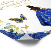 ブルー王室のフローラドレスキンセアニラヴィンテージ金ゴールド ポスター (角)