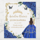 ブルー王室のフローラドレスキンセアニラヴィンテージ金ゴールド ワインラベル (シングルラベル)