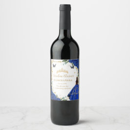 ブルー王室のフローラドレスキンセアニラヴィンテージ金ゴールド ワインラベル