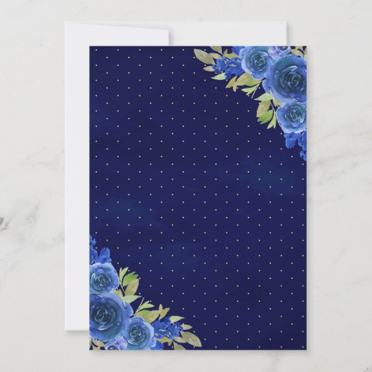 ブルー王室のフローラドレスバタフライキンセアニェラ 招待状 (裏面)