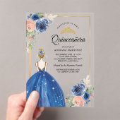 ブルー王室のフローラドレスプリンセス金ゴールドキンセアニェラ アクリル招待状 (インサイチュ (ポータブル))