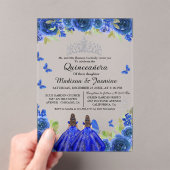 ブルー王室のフローラバタフライツインキンセアニェラ アクリル招待状 (インサイチュ (ポータブル))