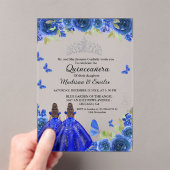 ブルー王室のフローラバタフライツインキンセアニェラ アクリル招待状 (インサイチュ (ポータブル))
