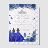 ブルー王室のフローラバタフライツインキンセアニェラ ベラム紙招待状 (オフセット (招待状))