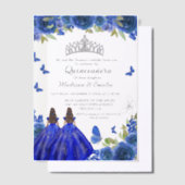 ブルー王室のフローラバタフライツインキンセアニェラ ベラム紙招待状 (オフセット)