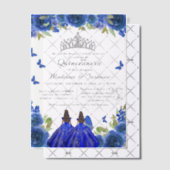 ブルー王室のフローラバタフライツインキンセアニェラ ベラム紙招待状 (オフセット (招待状))