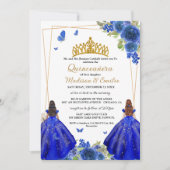 ブルー王室のフローラバタフライツインキンセアニェラ 招待状 (正面)