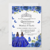 ブルー王室のフローラバタフライツインキンセアニェラ 招待状 (正面)